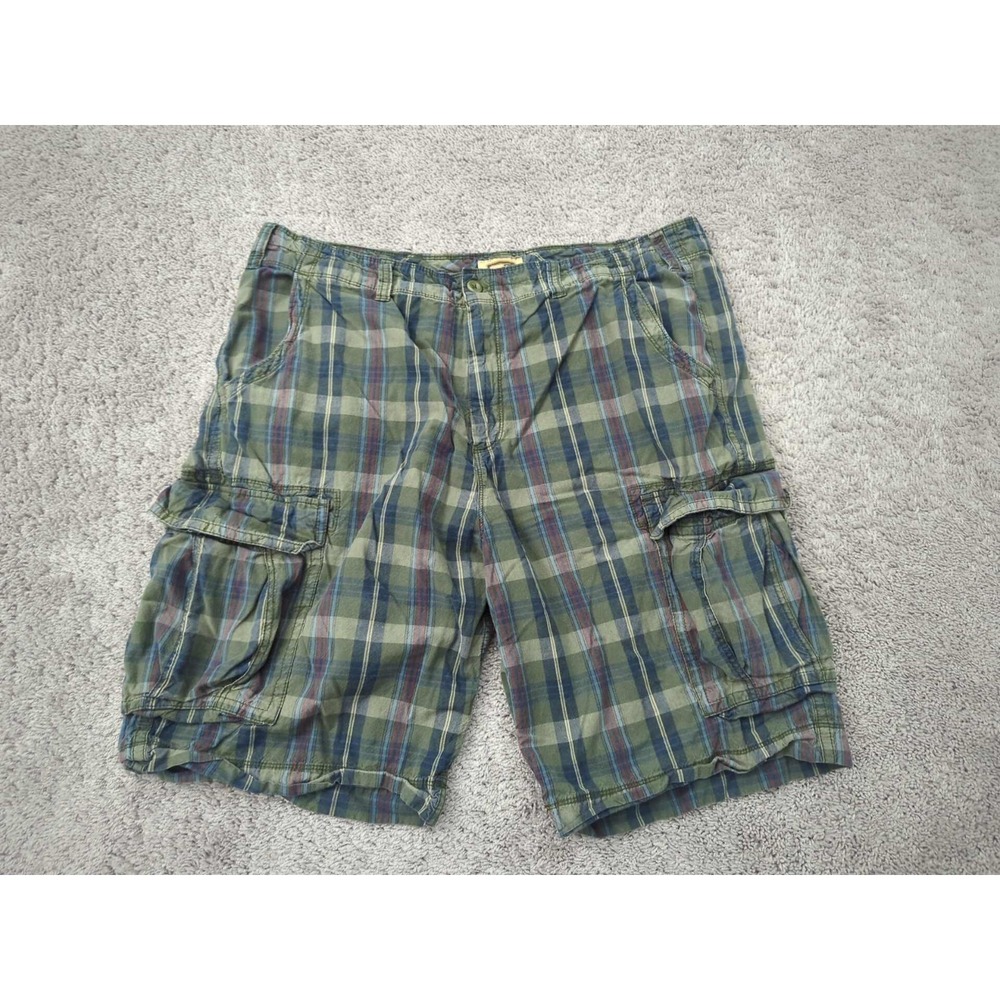 The Foundry Supply Cargo Shorts‎ Mens 44 Green Plaid Inseam: 11" Classic Outdoor